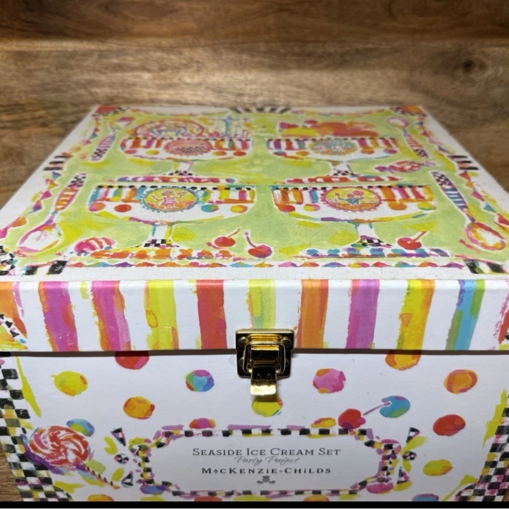 🍦 McKenzie-Childs Seaside Ice Cream Set – Brand New in Original Box